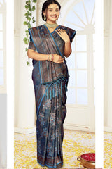 Grey Satin Silk Weaving Designer Saree