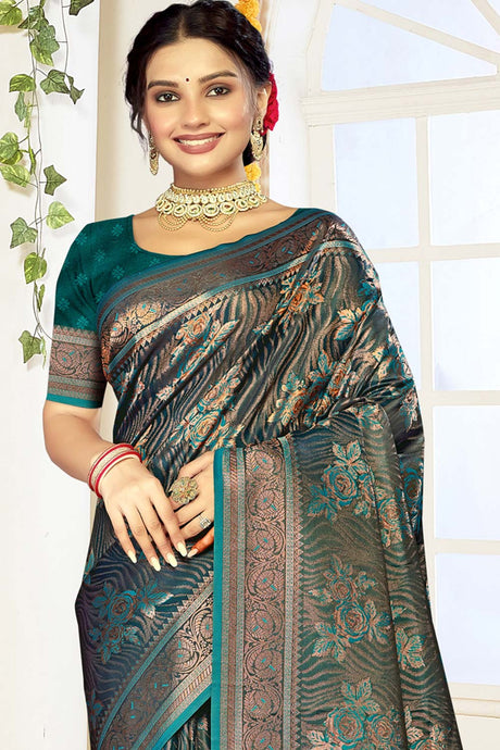 Rama Satin Silk Weaving Designer Saree