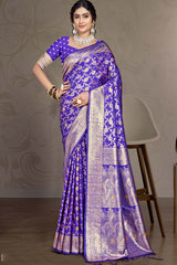 Blue Silk Weaving Designer Saree