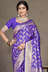 Blue Silk Weaving Designer Saree