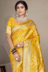 Yellow Silk Weaving Designer Saree