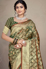 Green Silk Weaving Designer Saree