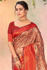 Red Kanjivaram Silk Woven Saree