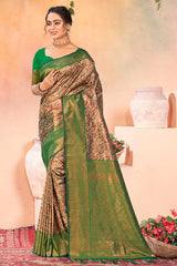 Brown Kanjivaram Silk Woven Saree