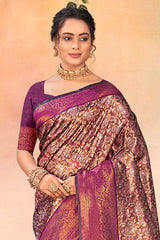 Brown Kanjivaram Silk Woven Saree