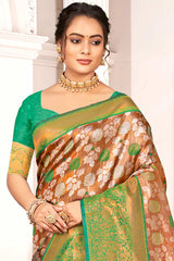 Brown Kanjivaram Silk Woven Saree