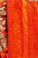 Brown Kanjivaram Silk Woven Saree