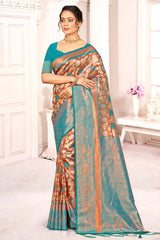 Brown Kanjivaram Silk Woven Saree