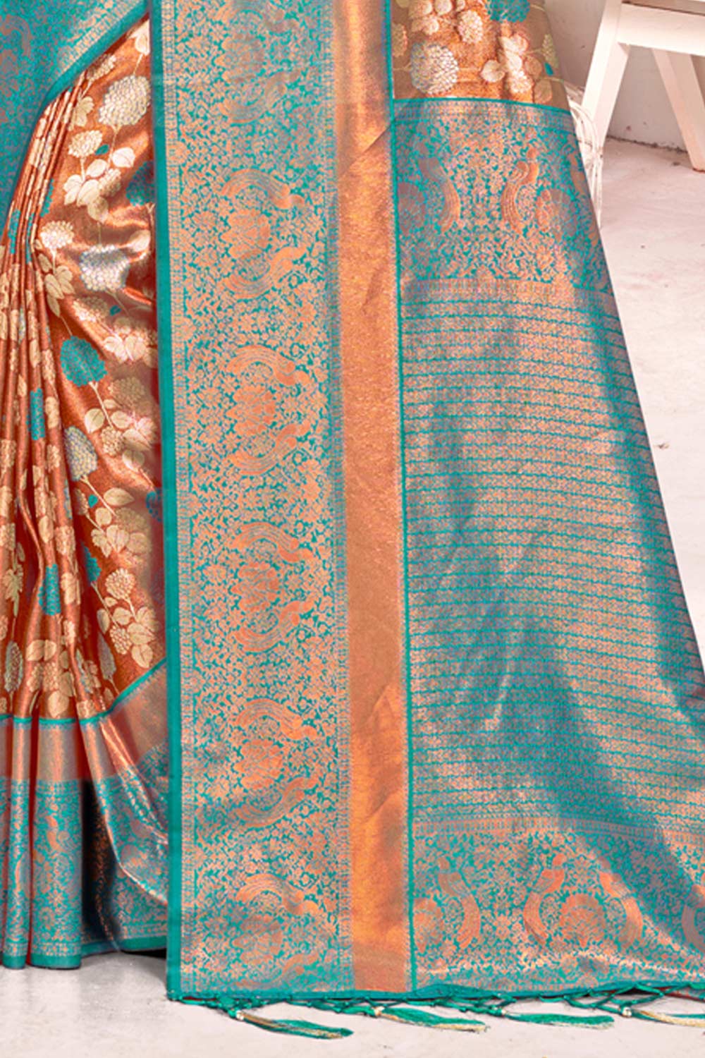 Brown Kanjivaram Silk Woven Saree