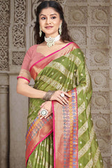 Mahendi Silk Weaving Designer Saree