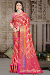 Peach Silk Weaving Designer Saree