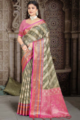 Grey Silk Weaving Designer Saree