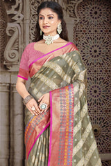 Grey Silk Weaving Designer Saree