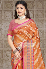 Orange Silk Weaving Designer Saree