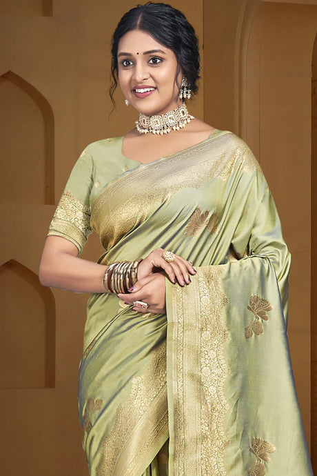 Light Green Silk Weaving Designer Saree