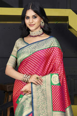 Red Silk Weaving Designer Saree