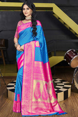 Blue Silk Weaving Designer Saree