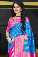 Blue Silk Weaving Designer Saree