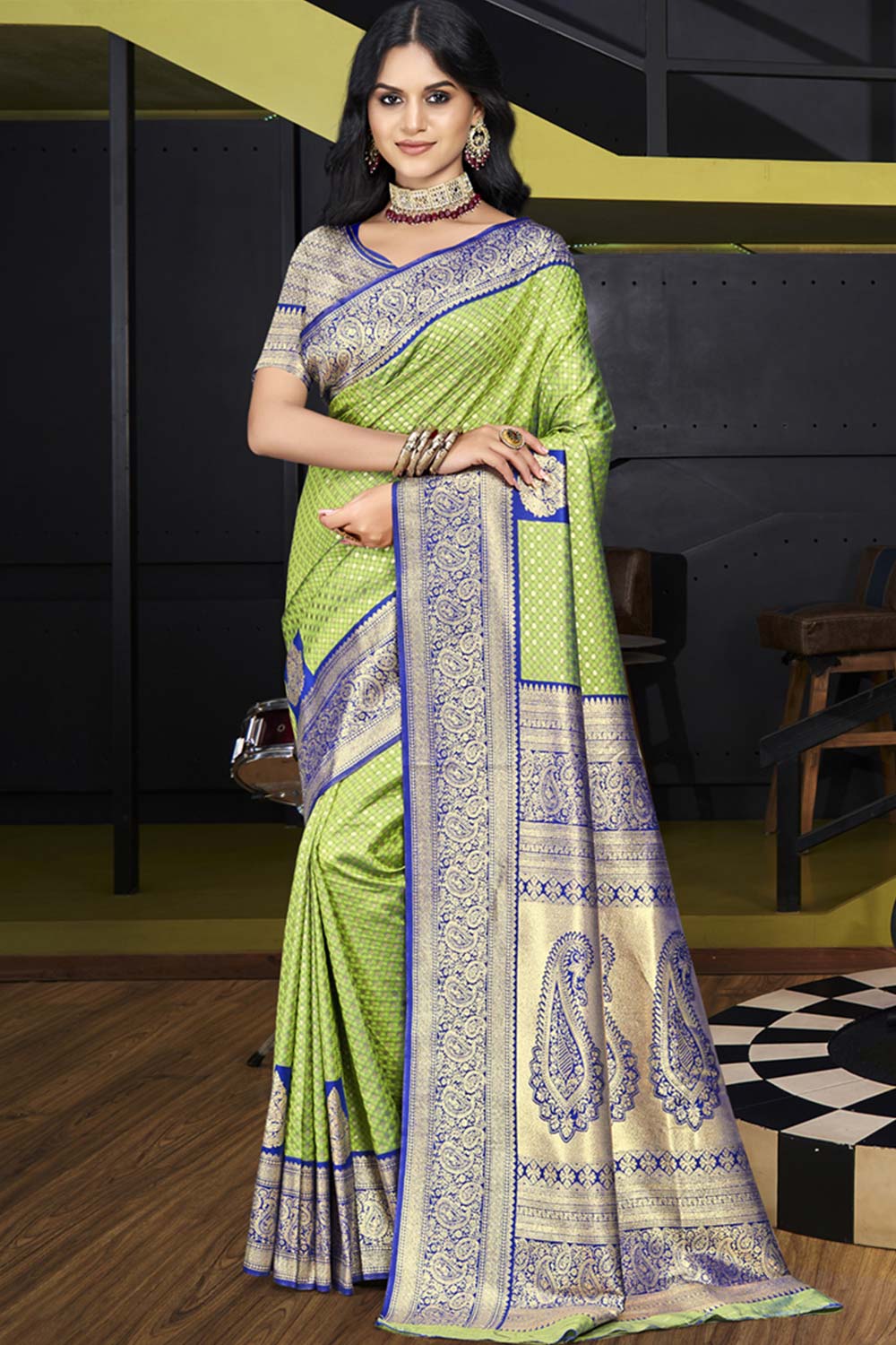 Light Green Silk Weaving Designer Saree