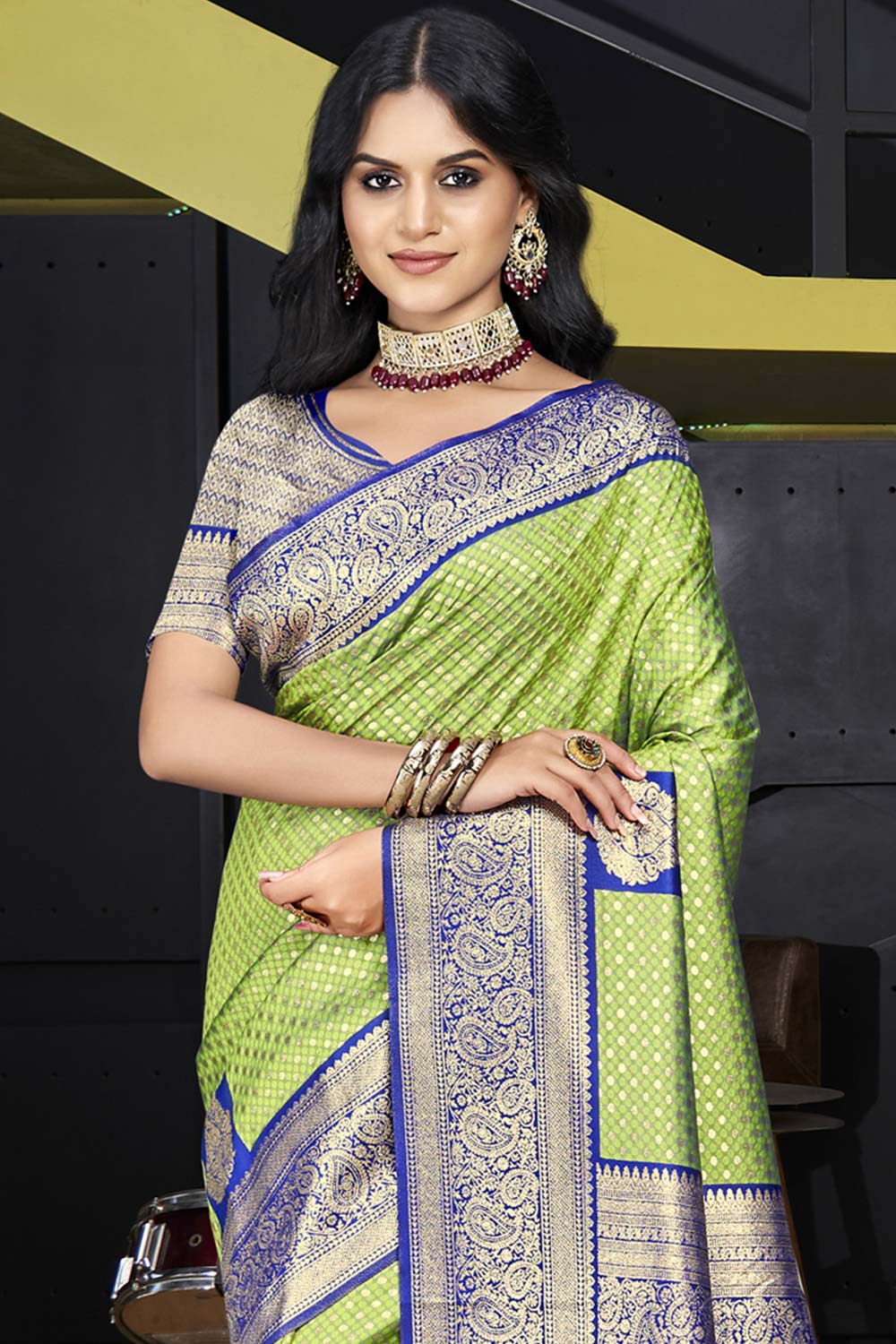 Light Green Silk Weaving Designer Saree