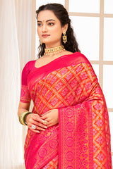 Pink Kanjivaram Silk Woven Saree