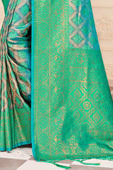 Sea Green Kanjivaram Silk Woven Saree