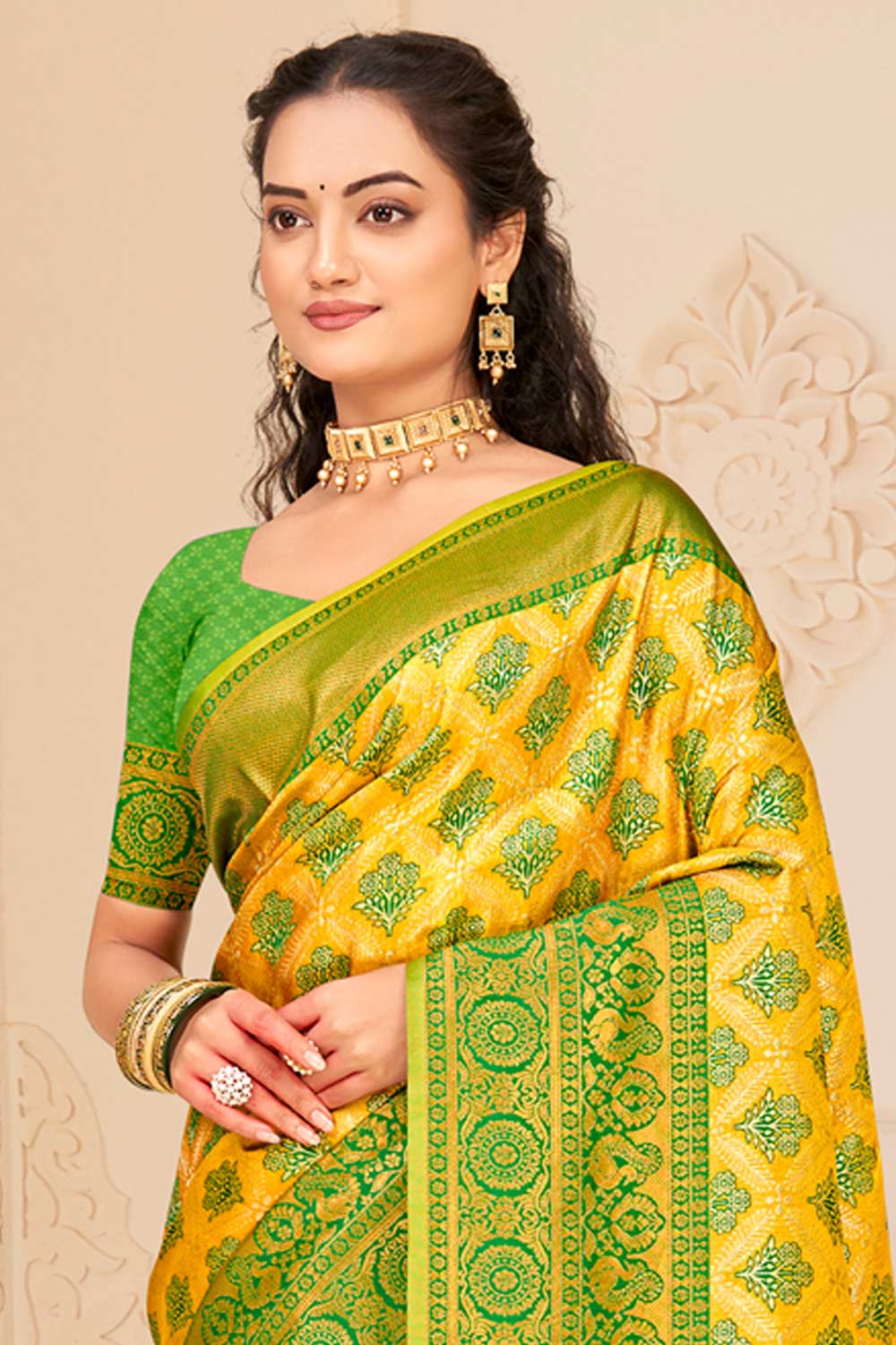 Yellow  Kanjivaram Silk Woven Saree