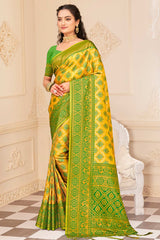 Yellow  Kanjivaram Silk Woven Saree