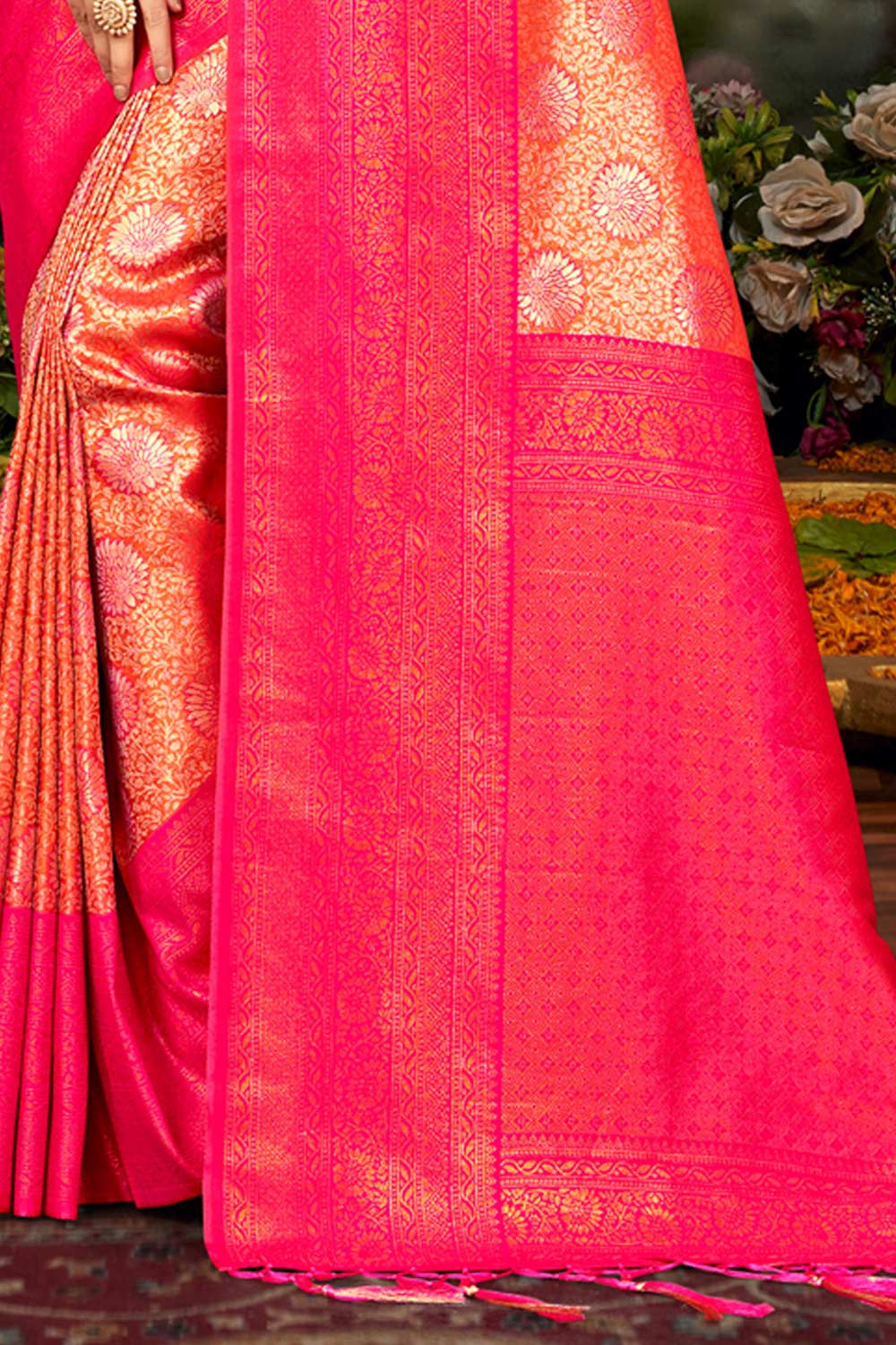 Pink Kanjivaram Silk Woven Saree