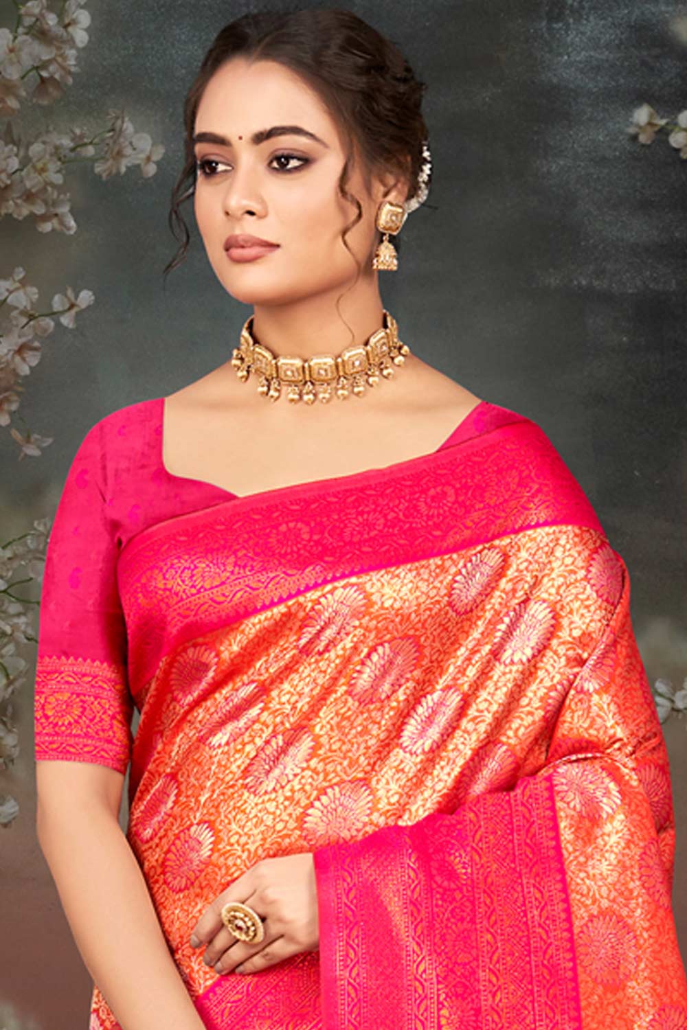 Pink Kanjivaram Silk Woven Saree