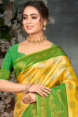 Yellow  Kanjivaram Silk Woven Saree