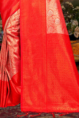 Red Kanjivaram Silk Woven Saree