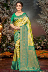 Yellow  Kanjivaram Silk Woven Saree