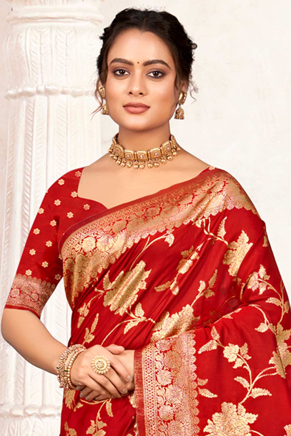 Red Silk Woven Saree