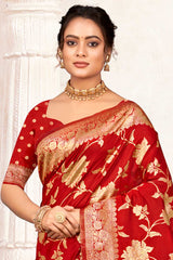 Red Silk Woven Saree