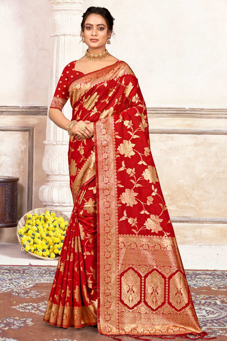 Red Silk Woven Saree