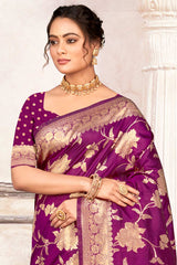 Magenta Silk Woven Saree