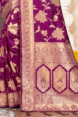 Magenta Silk Woven Saree