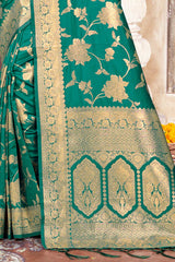 Teal Silk Woven Saree