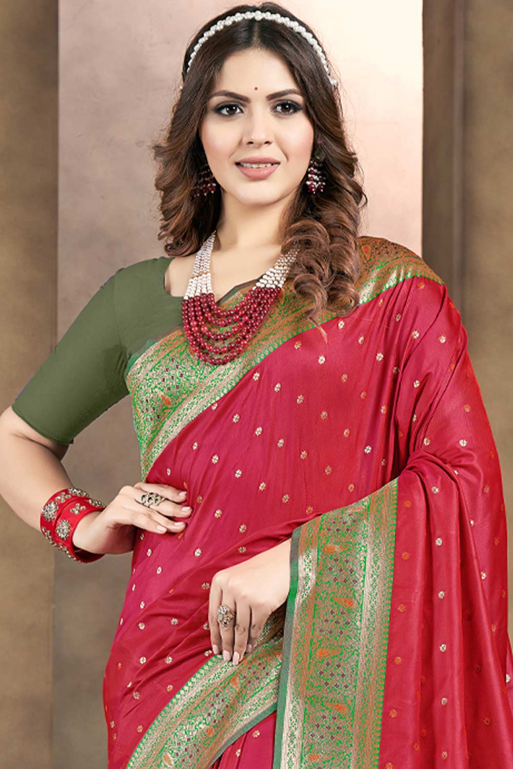 Red Silk Woven Saree