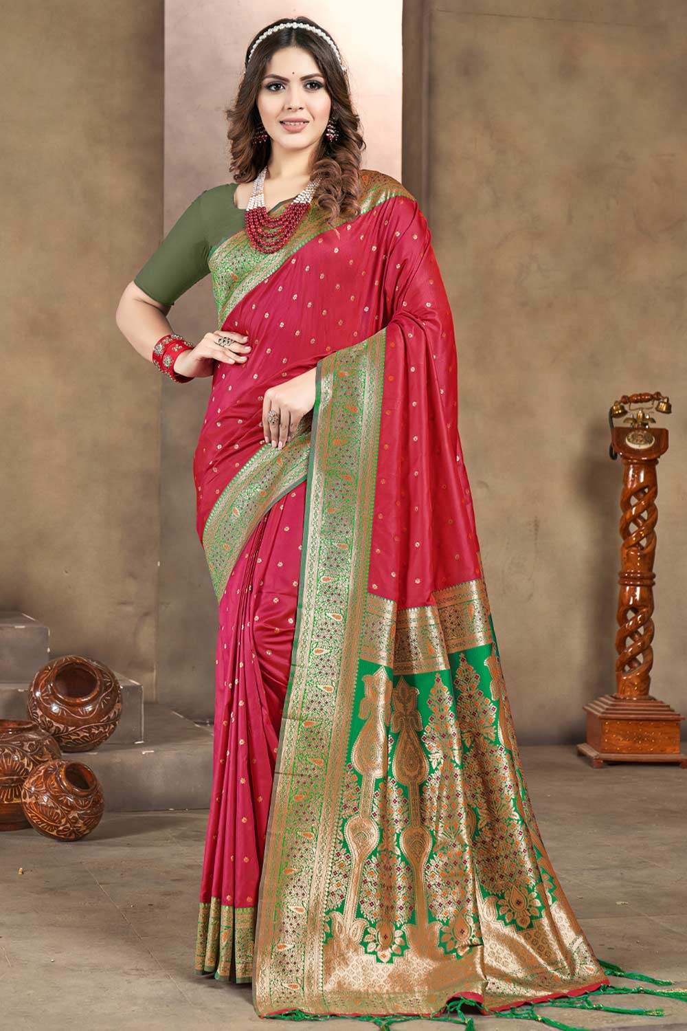 Red Silk Woven Saree