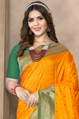 Yellow  Silk Woven Saree