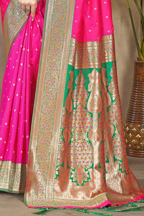 Pink Silk Woven Saree