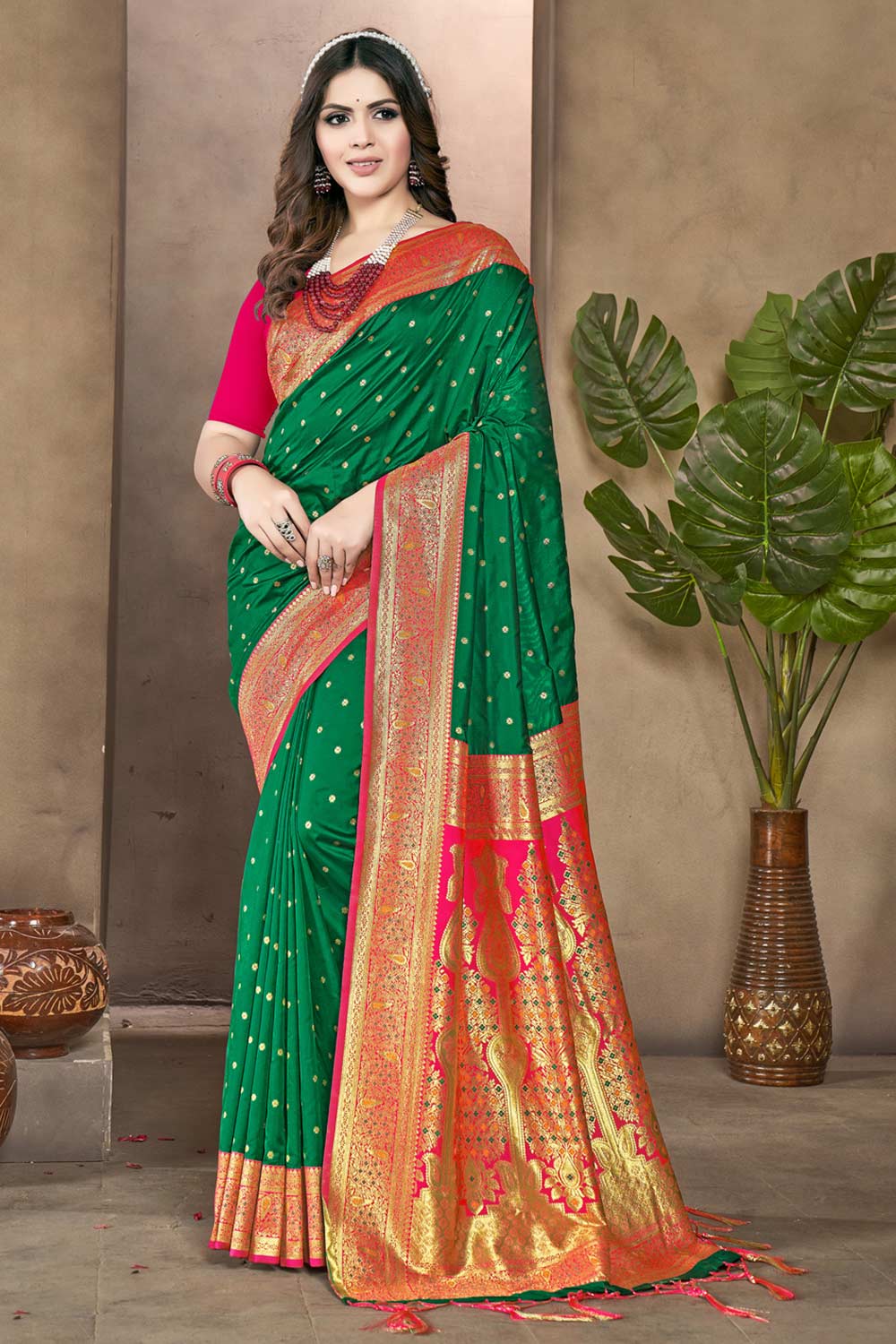 Green Silk Woven Saree