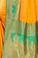 Yellow  Silk Woven Saree