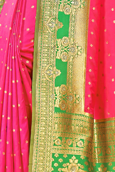 Pink Silk Woven Saree