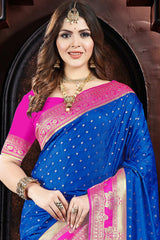 Blue Silk Woven Saree