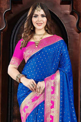 Blue Silk Woven Saree