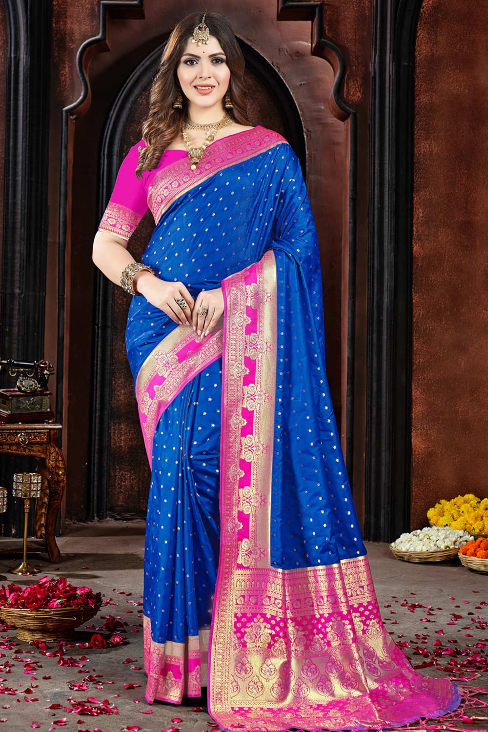 Blue Silk Woven Saree