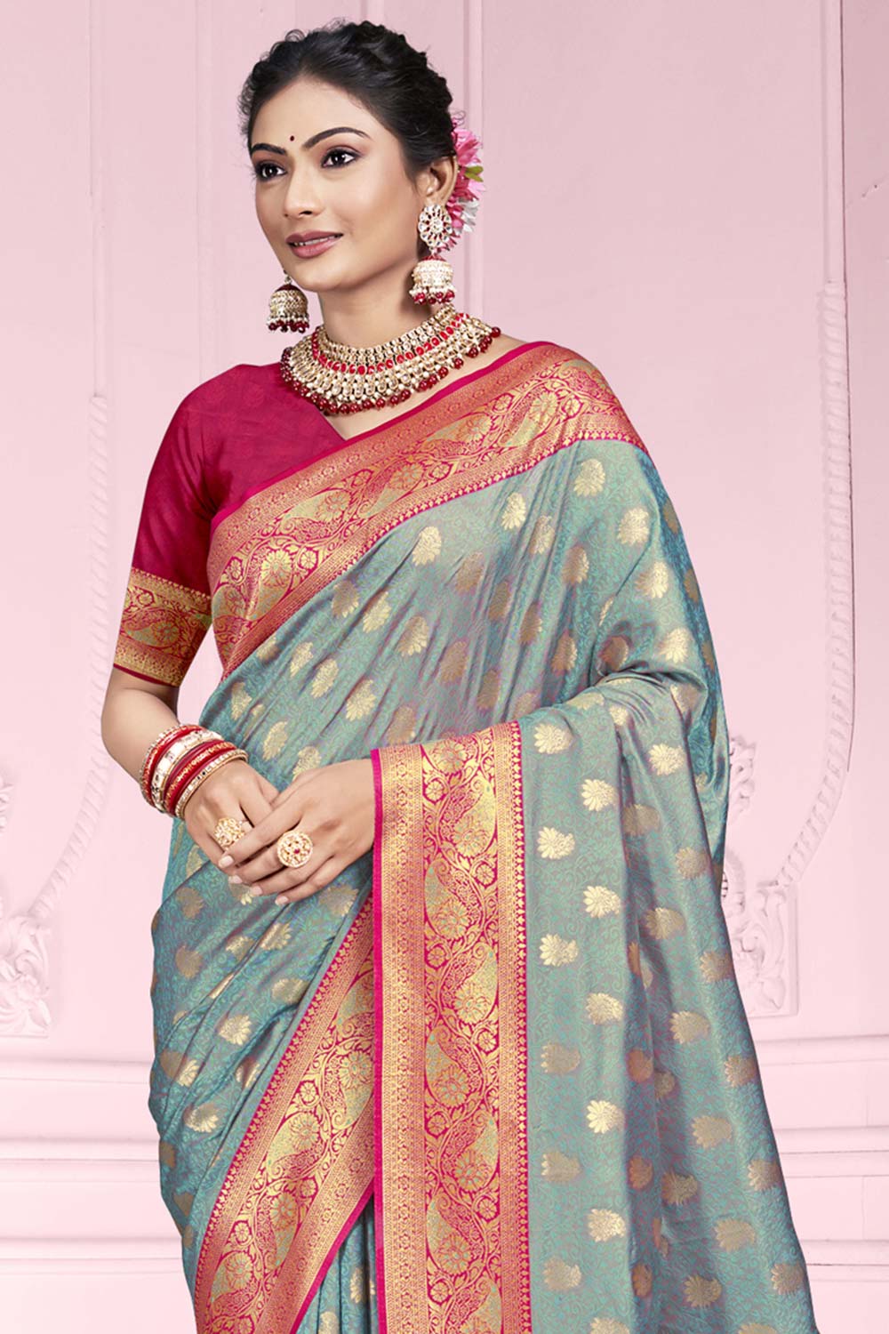 Sky Blue Silk Weaving Designer Saree